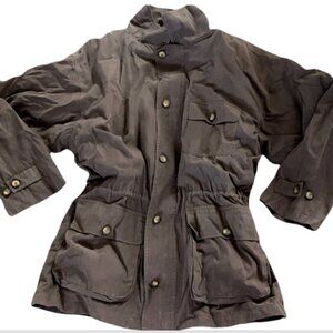 HAGGAR City Casuals Winter Parka Jacket Mens M Khaki Beige Zip-Out Lining 165P